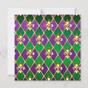 Jewellery Background Mardi Gras Magnetic Invitation