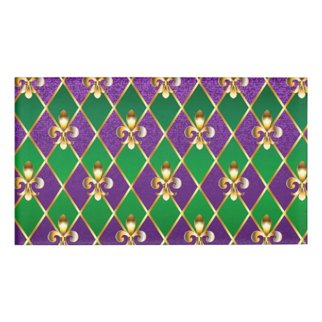 Jewellery Background Mardi Gras Name Tag (Front)