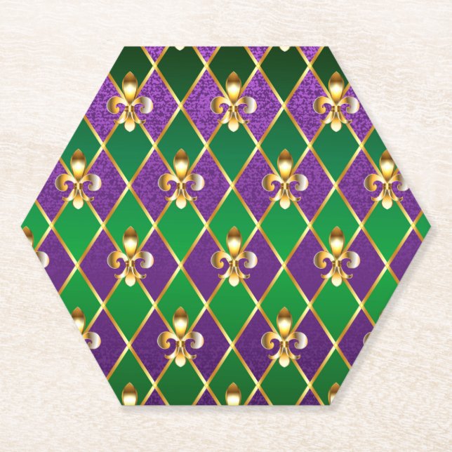 Jewellery Background Mardi Gras Paper Coaster (Front)