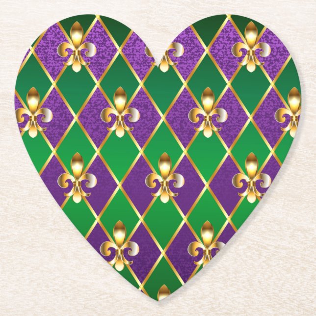 Jewellery Background Mardi Gras Paper Coaster (Front)