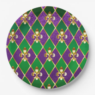 Jewellery Background Mardi Gras Paper Plate