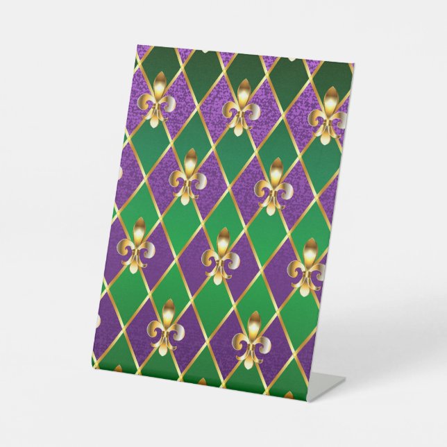 Jewellery Background Mardi Gras Pedestal Sign (Front)