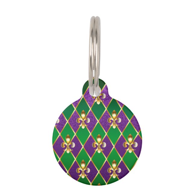 Jewellery Background Mardi Gras Pet Tag (Front)