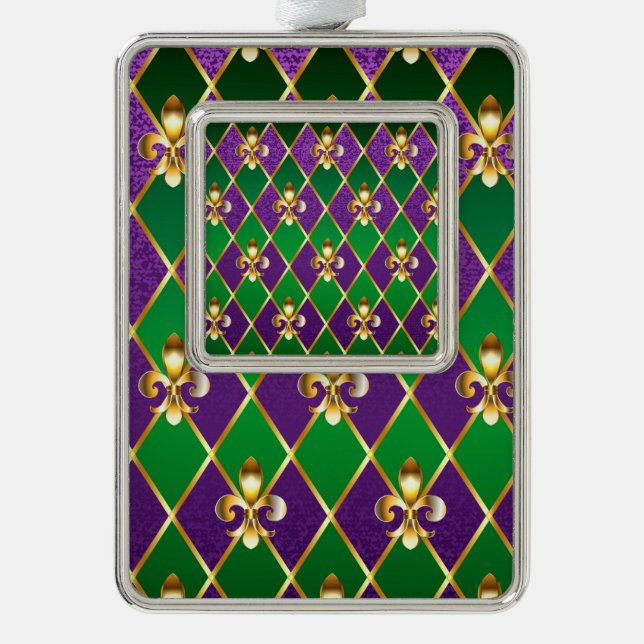 Jewellery Background Mardi Gras Silver Plated Framed Ornament (Front)