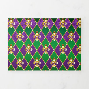 Jewellery Background Mardi Gras Tri-Fold Holiday Card