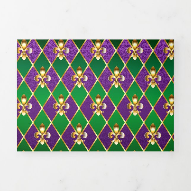 Jewellery Background Mardi Gras Tri-Fold Holiday Card (Cover)