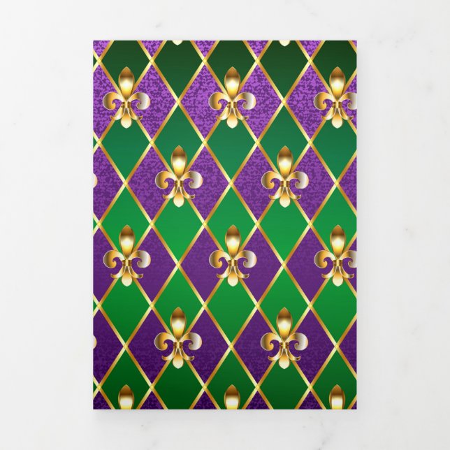 Jewellery Background Mardi Gras Tri-Fold Invitation (Cover)