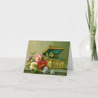 Jewellery Box and Flowers Customisable Notecard