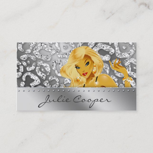 Jewellery Business Card Blonde Leopard Tanning (Front)