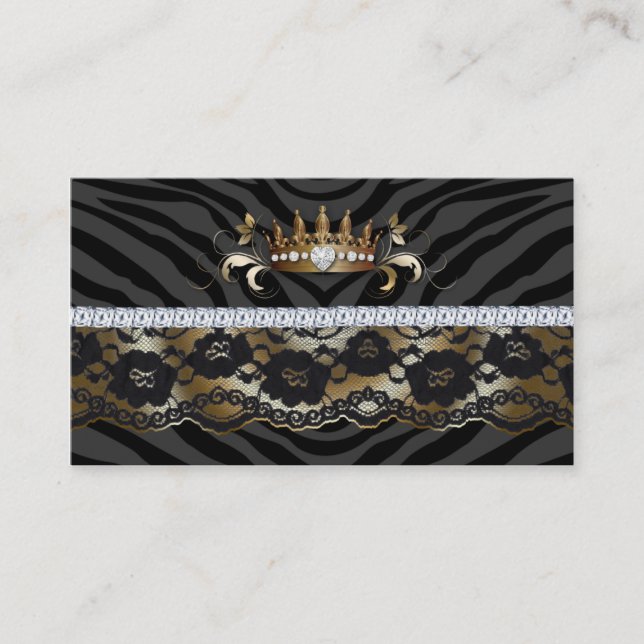 Jewellery Business Card Fashion Zebra Gold Crown (Front)