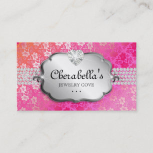 Jewellery Business Card Lace Pink Orange Heart