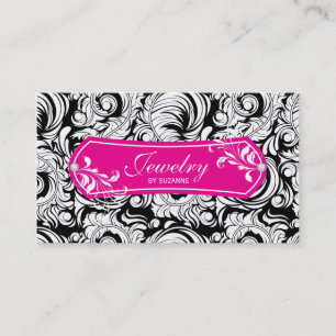 Jewellery Business Card Swirls Black Pink Gold