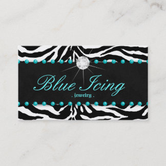 Jewellery Business Card Zebra Blue Dots Diamond