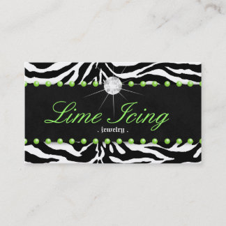 Jewellery Business Card Zebra Lime Dots Diamond