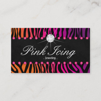 Jewellery Business Card Zebra Orange Purple Dots