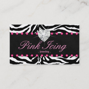Jewellery Business Card Zebra Pink Dots Heart