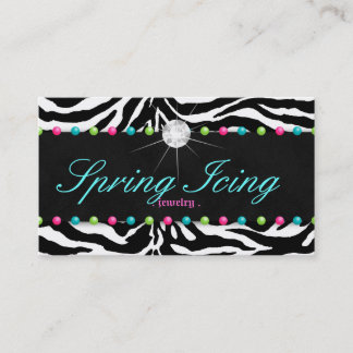 Jewellery Business Card Zebra Spring Dots Diamond