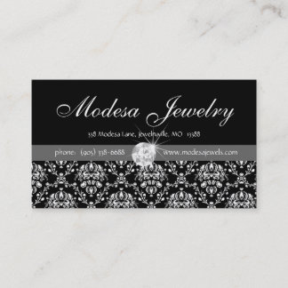 Jewellery Business Cards Birthstones Damask