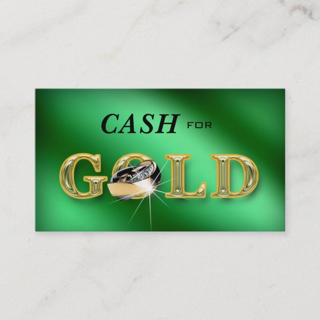 Jewellery Business Cards Cash for Gold Green (Front)
