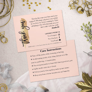 Jewellery Car Gold Gliter Chic Script Thank You Ca Business Card