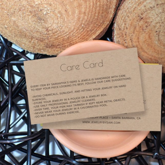 Jewellery Care Card Instructions with logo Kraft (Creator Uploaded)
