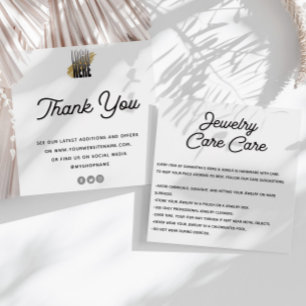 Jewellery Care Card Thank You with logo  