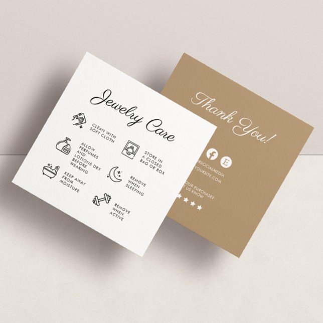 Jewellery Care Instructions Business Thank You Car Enclosure Card (Creator Uploaded)