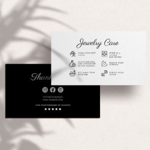 Jewellery Care Instructions Business Thank You Car Enclosure Card