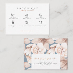 Jewellery Care Instructions Flowers Business Card