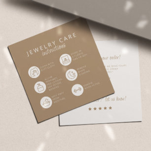 Jewellery Care Instructions Neutral Beige Thank Yo Enclosure Card