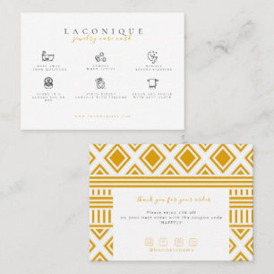 Jewellery Care Instructions Yellow Business Card