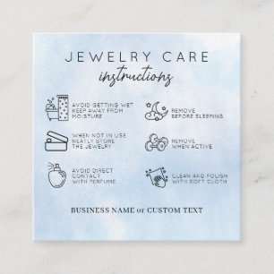Jewellery Care Thank You Blue Watercolor Business Enclosure Card