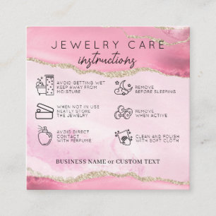 Jewellery Care Thank You Pink Gold Agate Business Enclosure Card