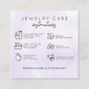 Jewellery Care Thank You Purple Watercolor Busines Enclosure Card