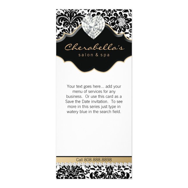 Jewellery Damask Beige Floral Salon Spa Fashion Rack Card (Front)
