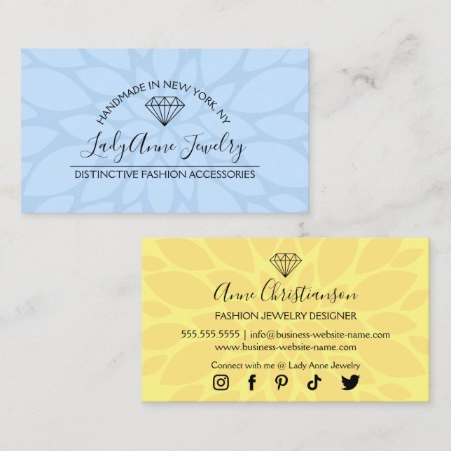 Jewellery Designer Boutique Diamond Beads Gems Business Card (Front/Back)