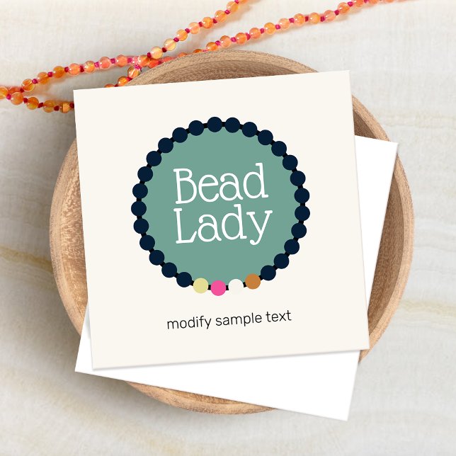 Jewellery Designer Knotted Beads Bracelet Logo Square Business Card (Creator Uploaded)