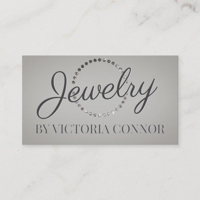 Jewellery Designer Metal Glitter Dot Circle Grey  Business Card (Front)