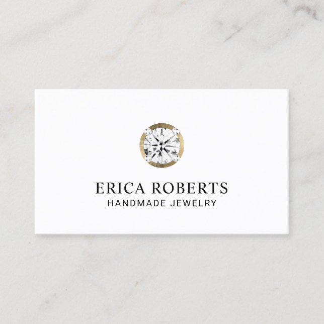 Jewellery Designer Modern Gold Diamond Jewellery Business Card (Front)