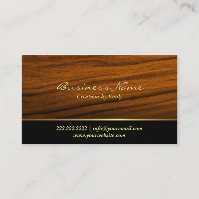 Jewellery Designer Modern Wood Background Business Card (Front)