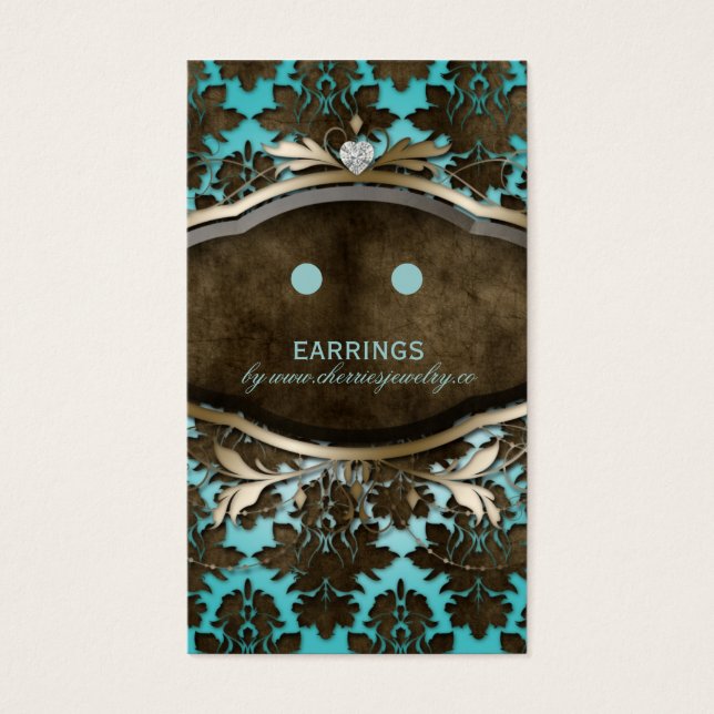 Jewellery Display Cards Vintage Damask Heart (Front)