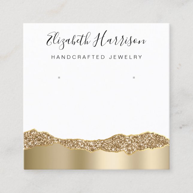 Jewellery Display Glitter Gold Foil Square Square Business Card (Front)