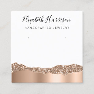Jewellery Display Glitter Rose Gold Foil Square Business Card
