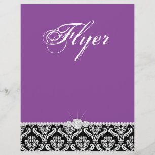 Jewellery Flyer Hair Salon Damask Black Purple