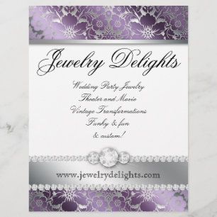 Jewellery Flyer Hair Salon Floral Damask Purple