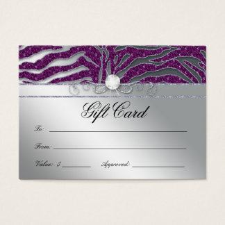 Jewellery Gift Card Luxury Zebra Plum Silver Spark