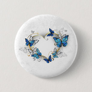 Jewellery Heart with Butterflies Morpho 6 Cm Round Badge