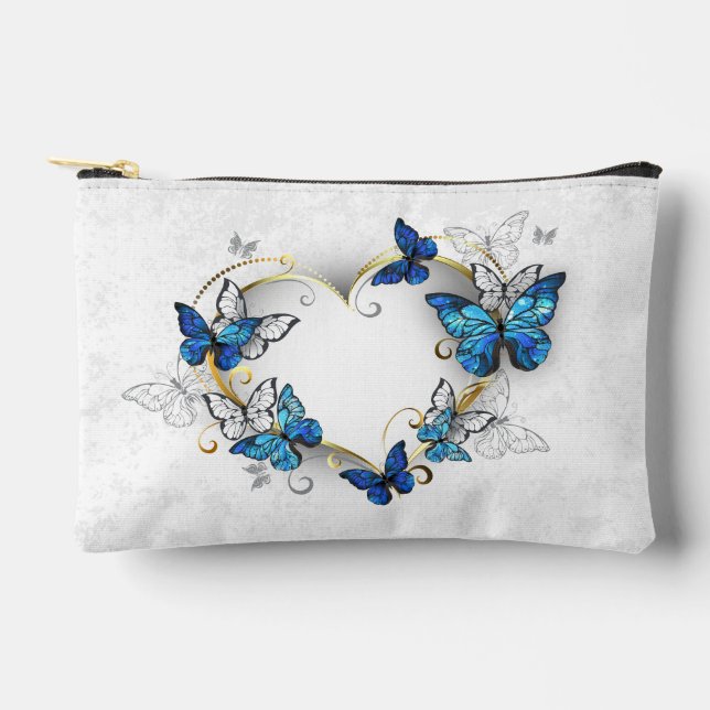 Jewellery Heart with Butterflies Morpho Accessory Pouch (Front)