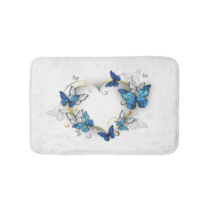 Jewellery Heart with Butterflies Morpho Bath Mat