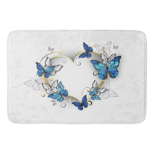 Jewellery Heart with Butterflies Morpho Bath Mat (Front)